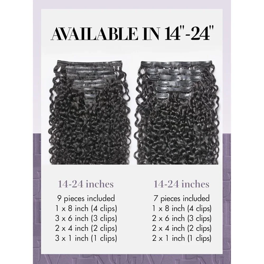 Curly Clip in Hair Extensions Human Remy Black 14Inch Natural Fullness